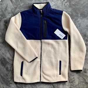 *SOLD* Old Navy | blue & white sherpa athletic jacket